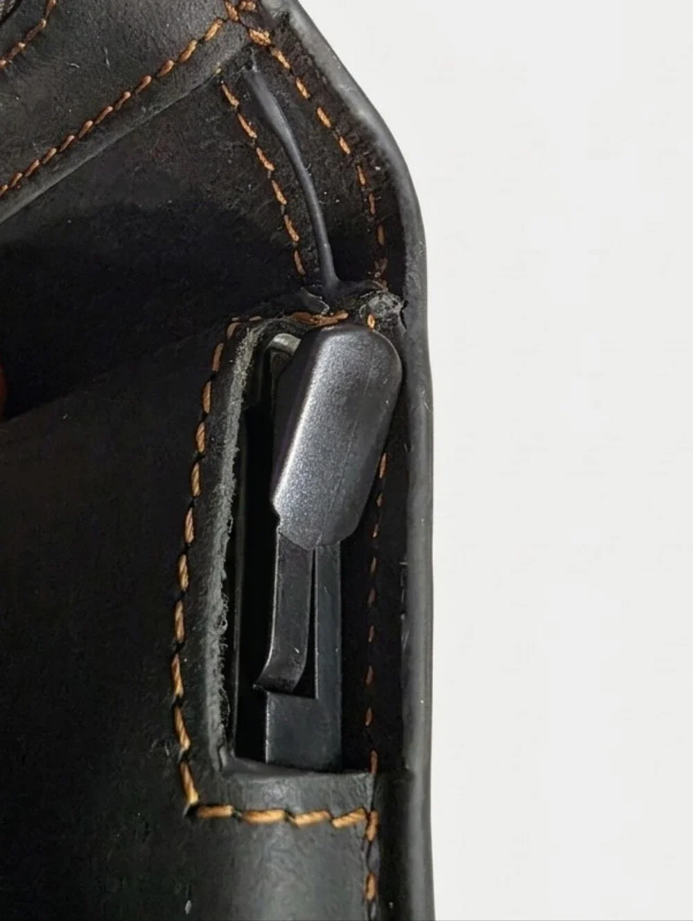 Classic Black Leather Key & Card Holder with Snap Strap